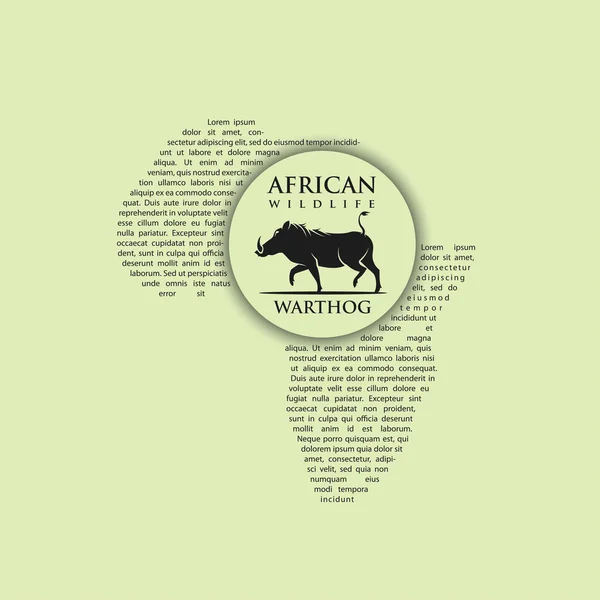 Warthog sur le continent africain — Image vectorielle