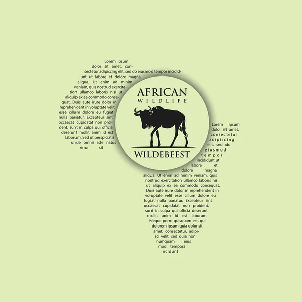 Gnoe op Afrika continent achtergrond — Stockvector