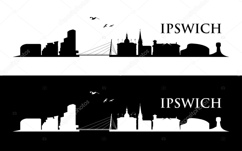 Ipswich UK skyline illustration