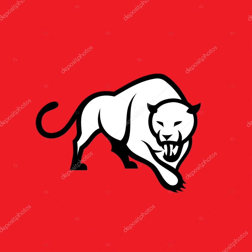 Panther symbol on red background - vector illustration