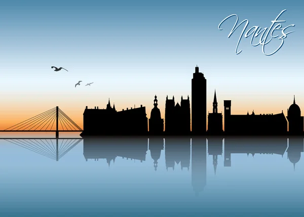 Nantes skyline silhouette — Stock Vector