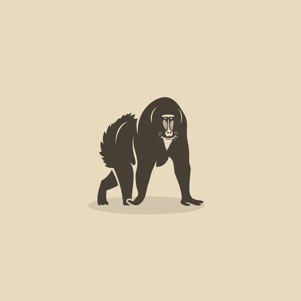 Silhouette Black Mandrill — Vettoriale Stock