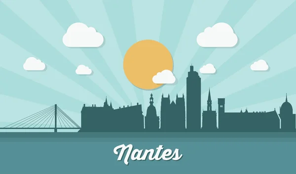 Nantes centrum skyline — Stockvector