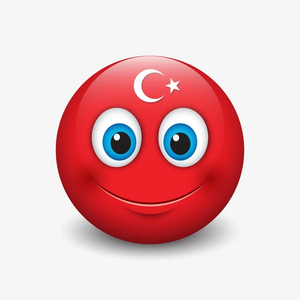 Roztomilý emotikony s Tureckem vlajky — Stockový vektor