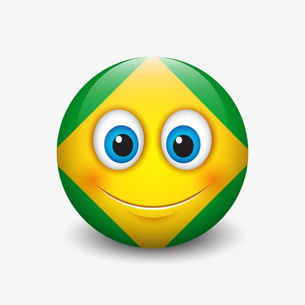 Śliczne emotikony z Brazylii flaga — Wektor stockowy