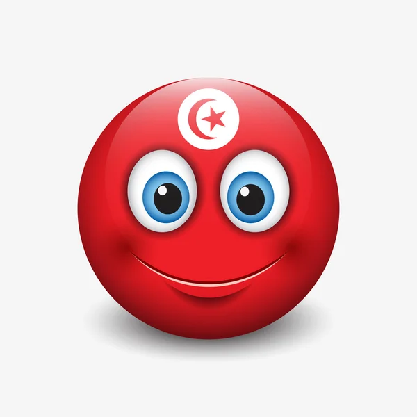 Tunisien flagga smiley — Stock vektor