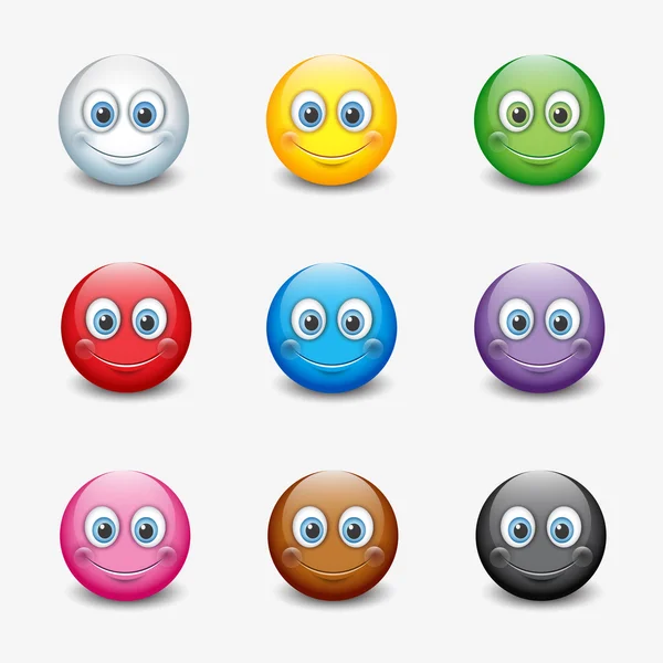 Set of colorful smileys — Stock Vector