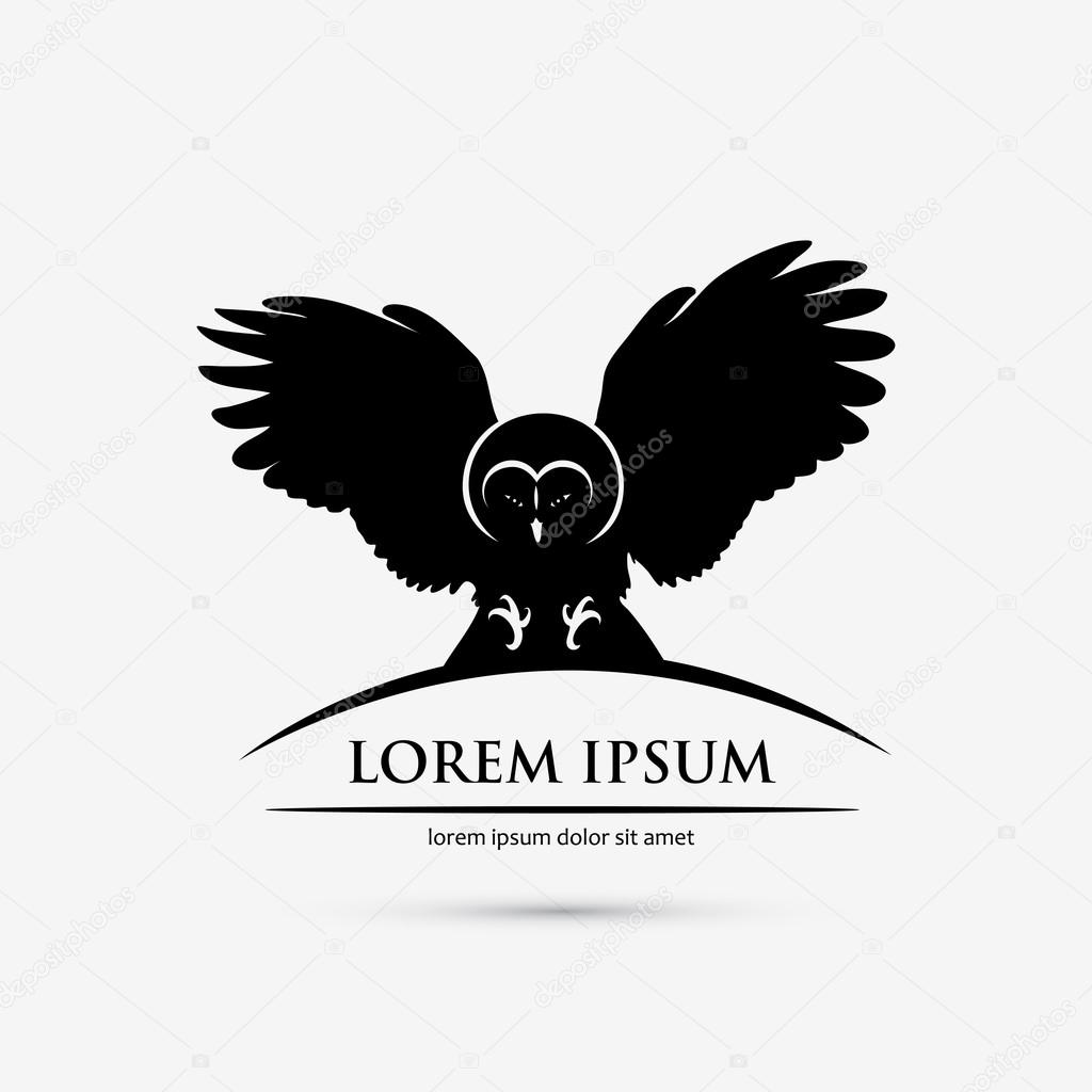 Flying owl character illustration logo icon vector