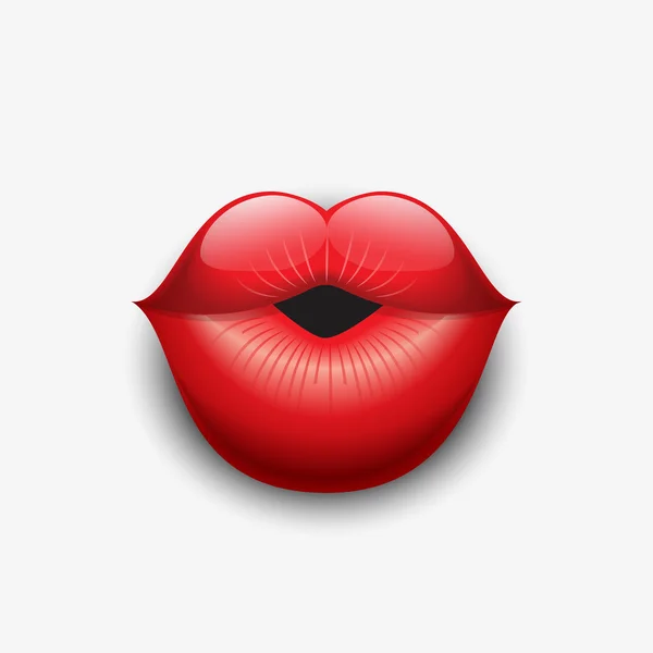 女の赤い唇のキス — ストックベクタ