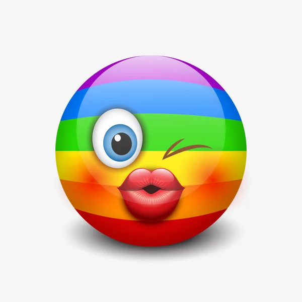 Carino arcobaleno baci emoticon — Vettoriale Stock