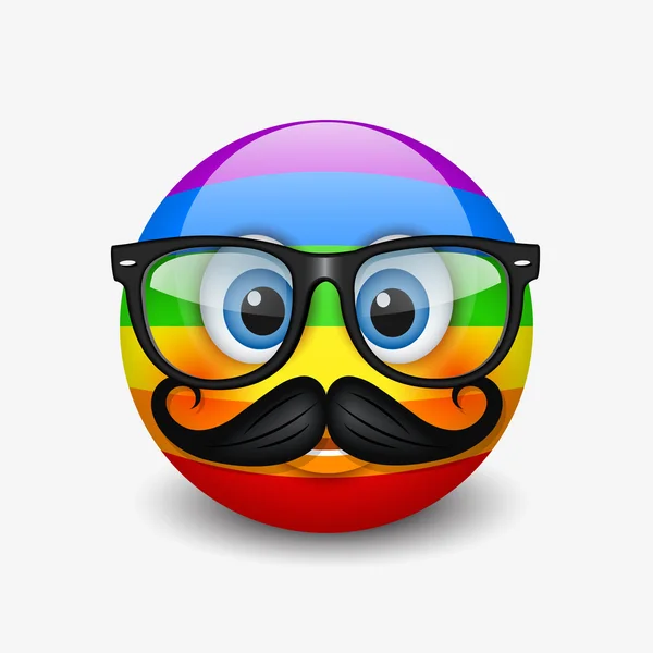 Hipster emoticon wearing eyeglasses — Stock Vector