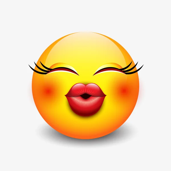 Emoticono beso lindo — Vector de stock