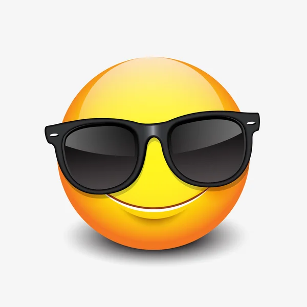 Emoticon portant des lunettes de soleil noires — Image vectorielle