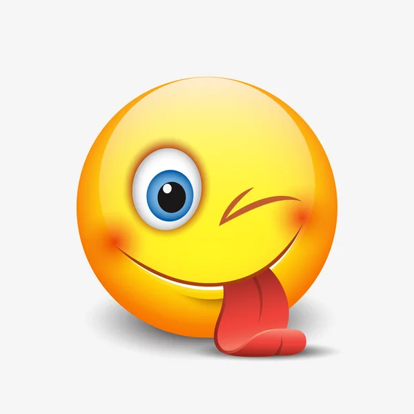 Carino sorridente e ammiccante emoticon , — Vettoriale Stock