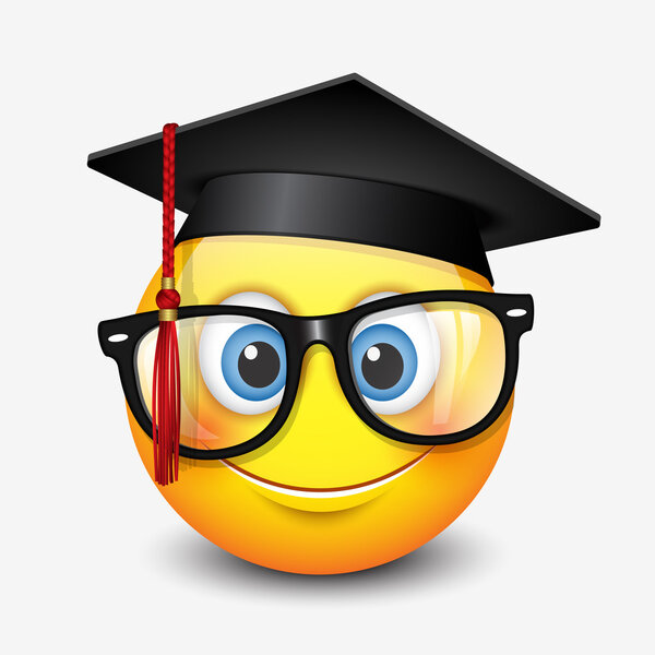 Emoticon wearing mortar board 