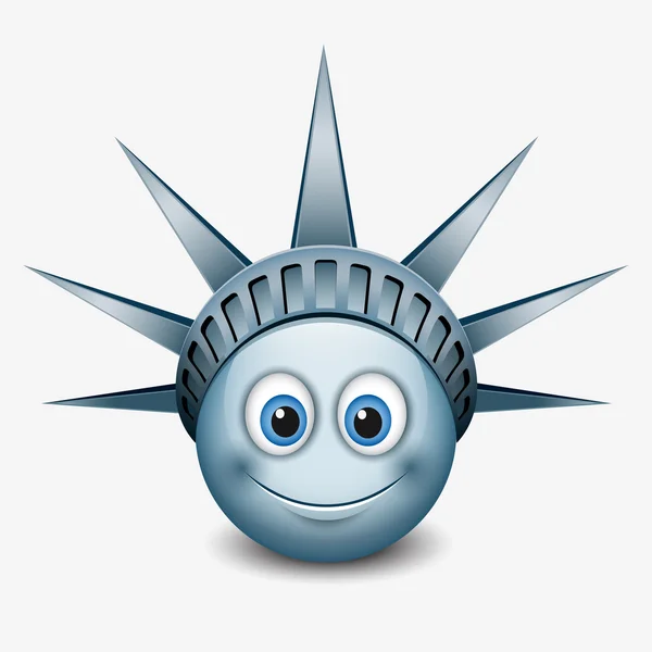 Emoticon vestindo Estátua da Liberdade coroa — Vetor de Stock