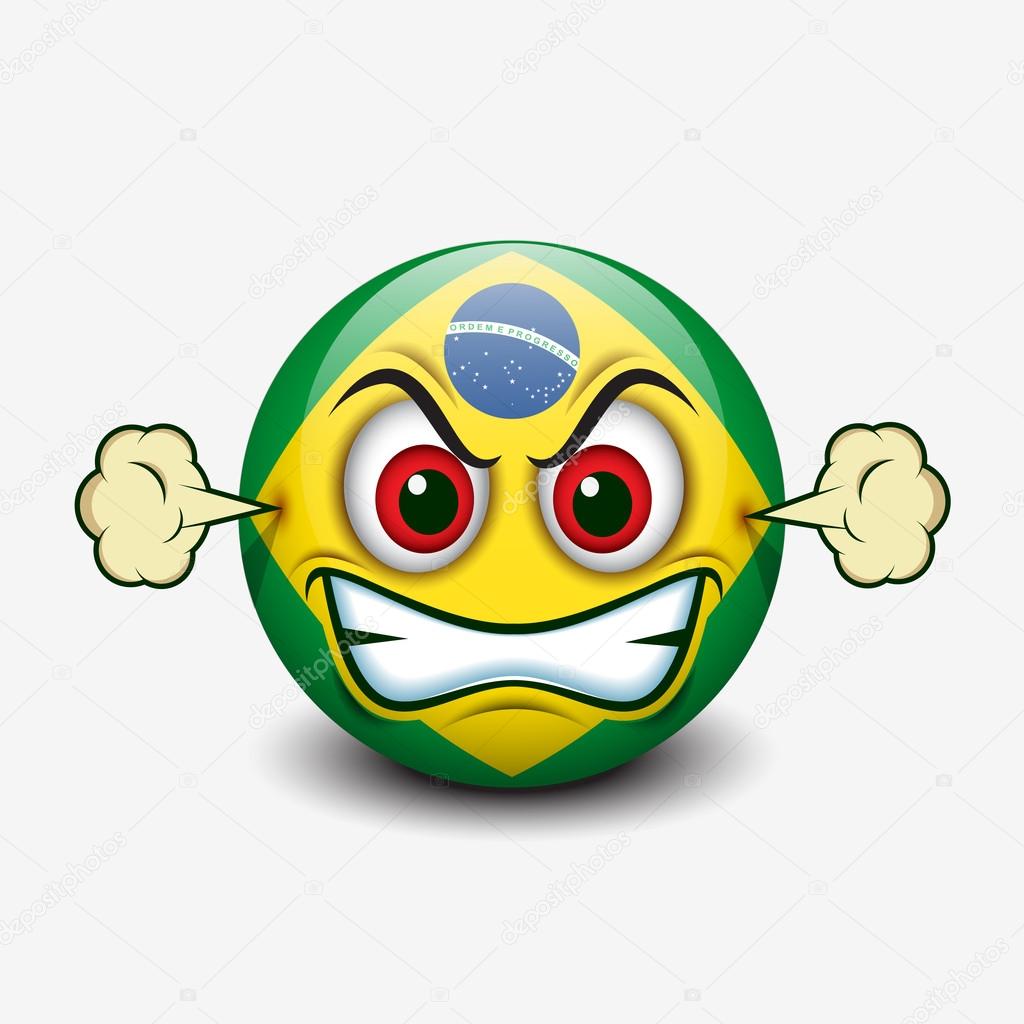Angry Emoticon With Brazil Flag Stock Vector C I Petrovic 117053462