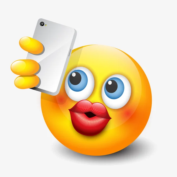 Cute emoticon taking selfie — Stock Vector