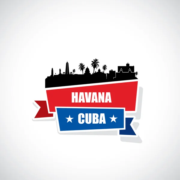 Bannière de ruban skyline Havana — Image vectorielle