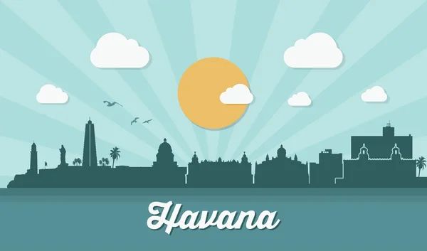 Havana Panorama silueta — Stockový vektor