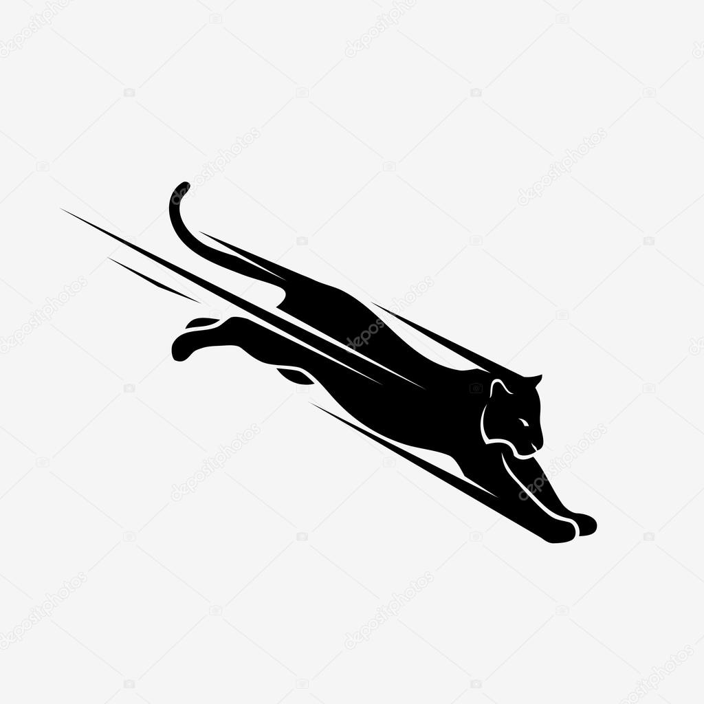 Black Jumping Tiger symbol, vector illustration