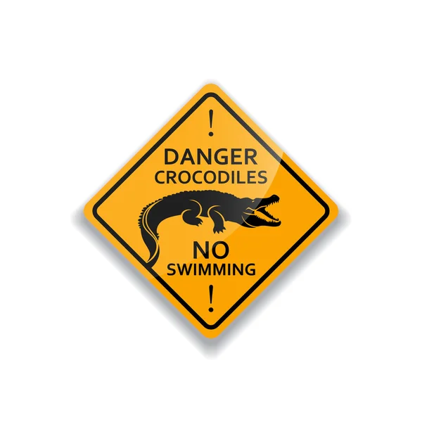 Danger of crocodile warning sign — Stock Vector