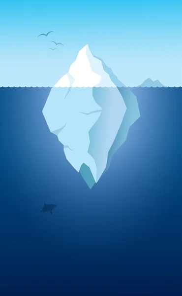 Illustrazione di iceberg e squali — Vettoriale Stock