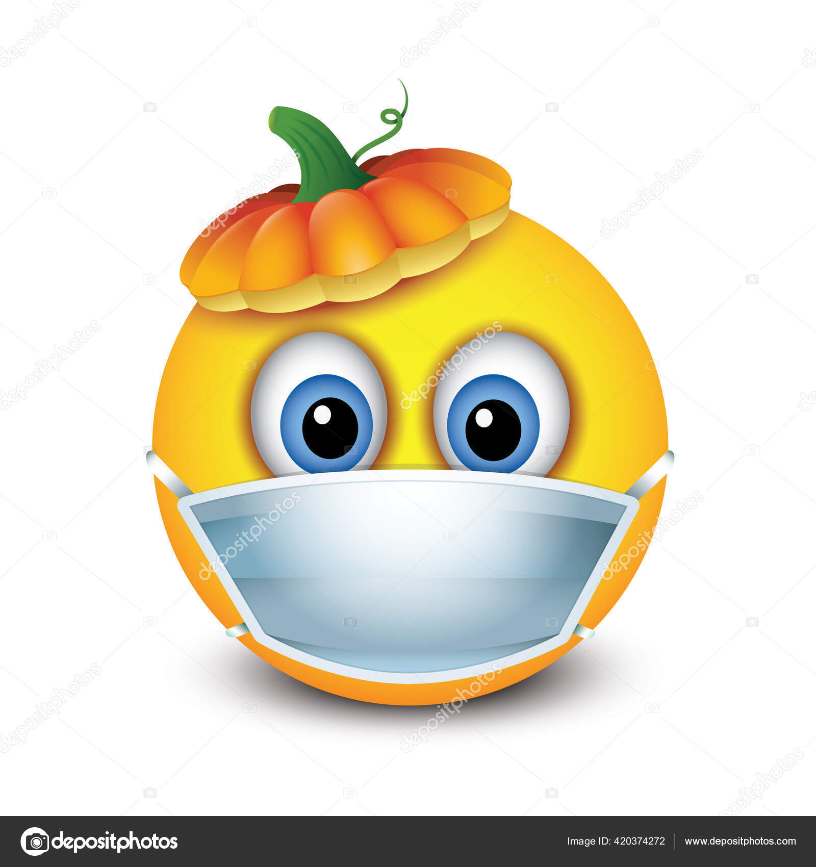 Vector Illustration Emoji Safety Mask Pumpkin Hat Stock Vector Image by
