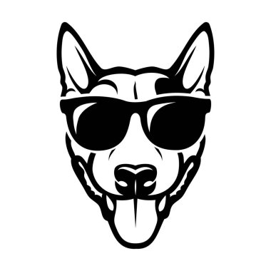 Gözlüklü bullterrier köpeğinin vektör çizimi