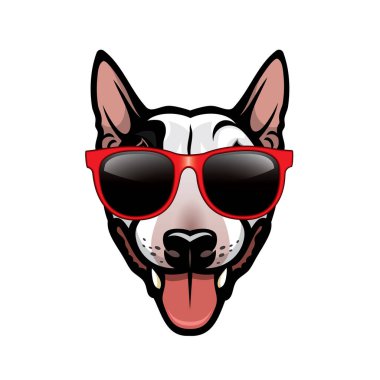 Gözlüklü bullterrier köpeğinin vektör çizimi