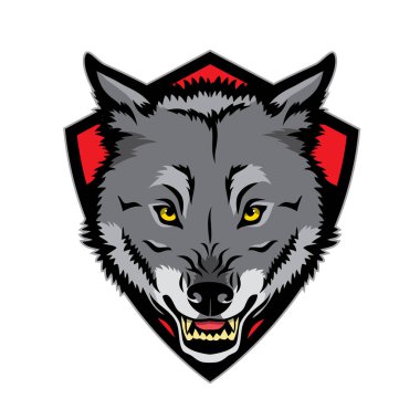 Çerçevede kurt kafasının vektör illüstrasyonu