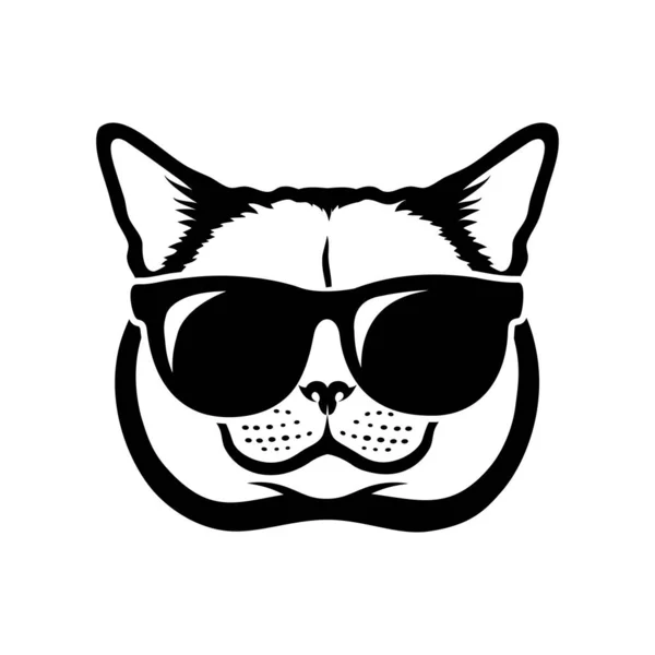 Vektorová Ilustrace Britské Krátkosrsté Kočky Brýlích — Stockový vektor