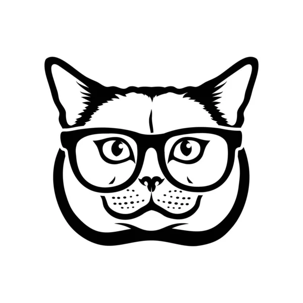 Ilustração Vetorial Gato Britânico Shorthair Óculos — Vetor de Stock