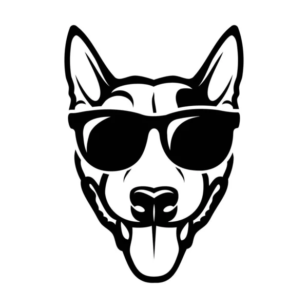 Vector Illustration Bullterrier Dog Glasses — Stock Vector