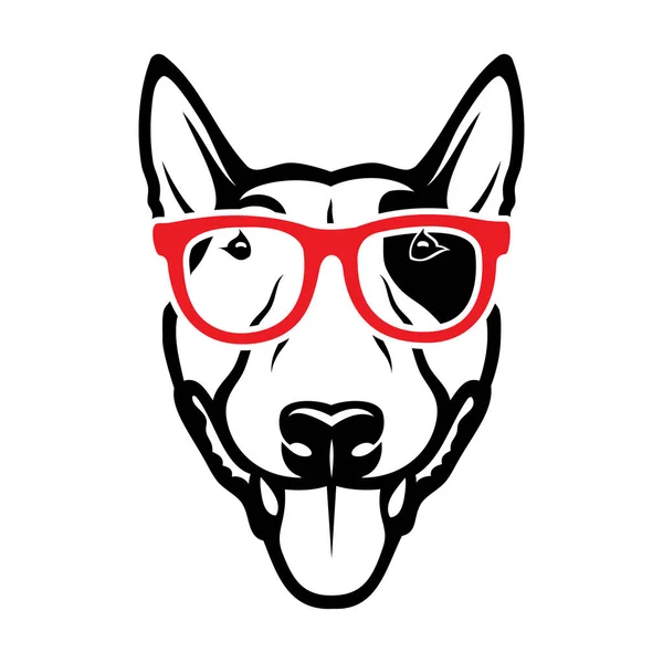 Ilustración Vectorial Bullterrier Dog Gafas — Archivo Imágenes Vectoriales