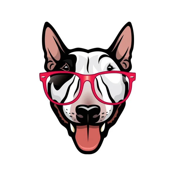 Illustrazione Vettoriale Del Cane Bullterrier Occhiali — Vettoriale Stock