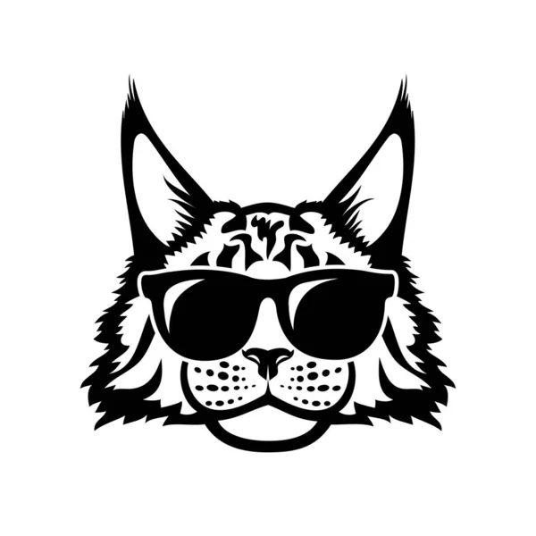 Vector Illustration Maine Coon Breed Cat Glasses — Stock Vector