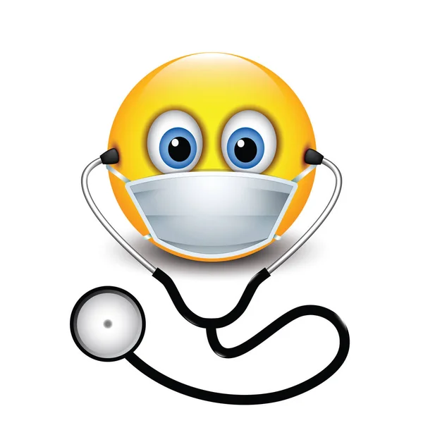 Vector Illustration Doctor Emoji Safety Mask — Stock Vector