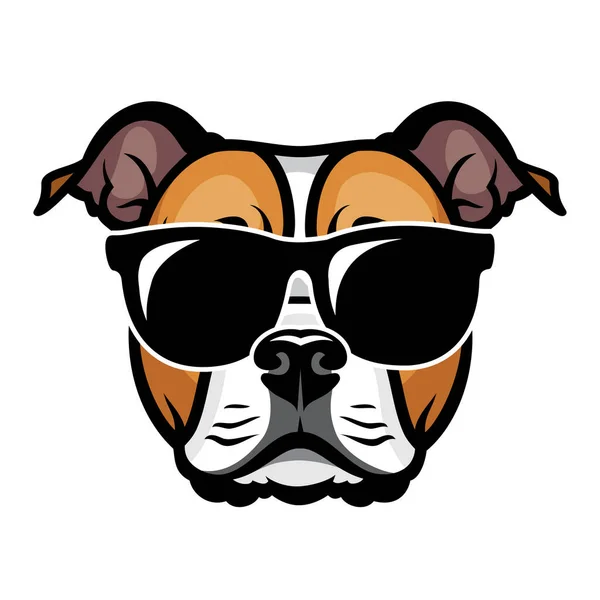 Vector Illustration Staffordshire Terrier Dog Head Glasses — Stock Vector