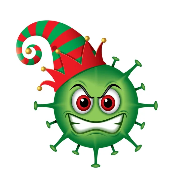 緑のウイルスのベクターイラスト Emojidex 絵文字デックス サンタのヘルパーセルフハット — ストックベクタ