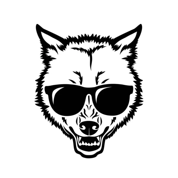 Vector Illustration Wolf Head Glasses — Stock Vector