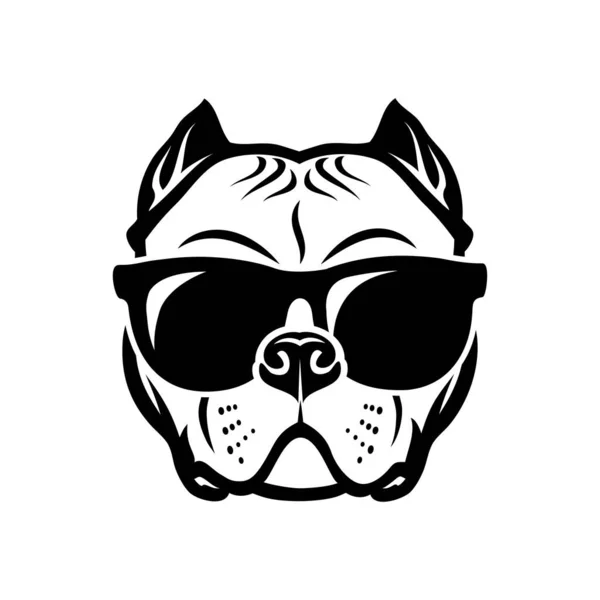 Ilustración Vectorial American Staffordshire Terrier Cabeza Gafas — Archivo Imágenes Vectoriales