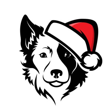 Noel Baba şapkalı çoban köpeğinin vektör çizimi 