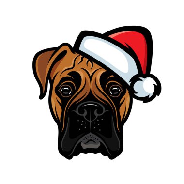 Noel Baba şapkalı boksör köpeğinin temsilcisi. 