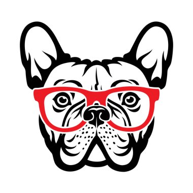 Gözlüklü Fransız bulldogunun vektör çizimi