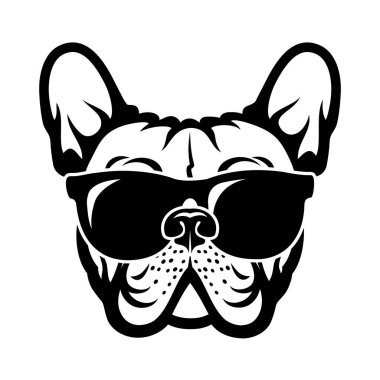 Güneş gözlüklü Fransız bulldogunun vektör çizimi