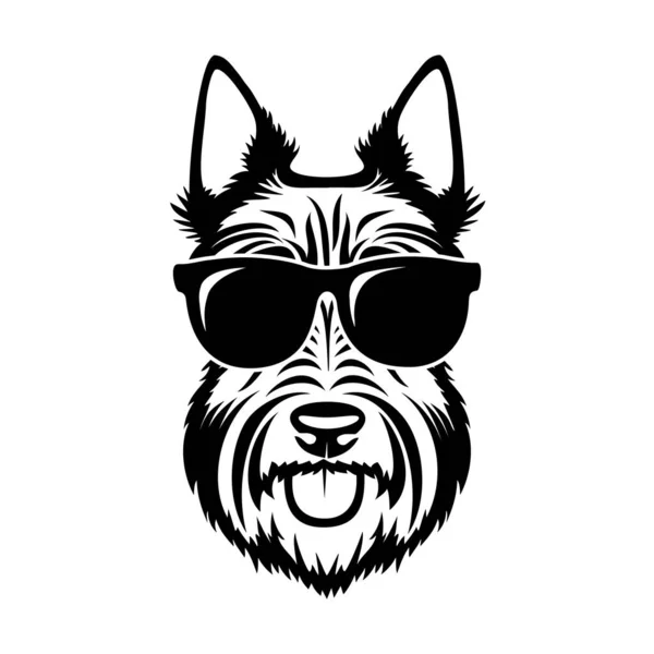 Ilustração Vetorial Cão Terrier Escocês Scottie Vestindo Óculos — Vetor de Stock