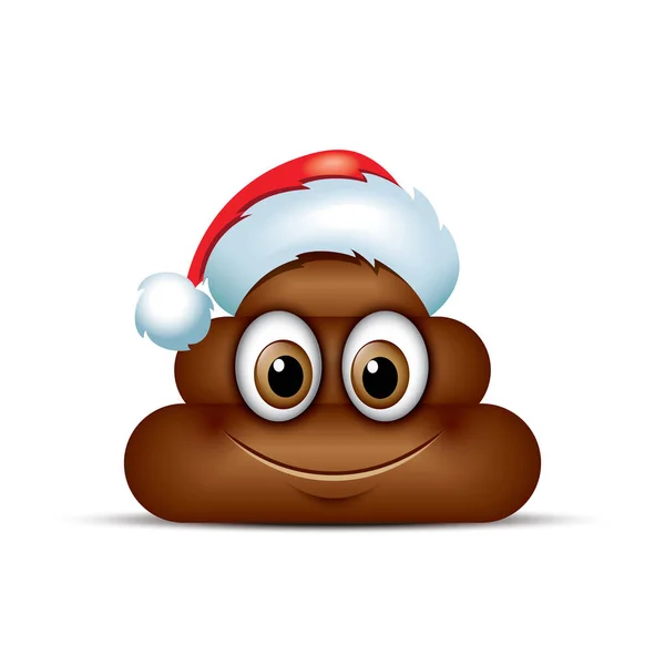 Vektorillustration Von Poop Emojis Weihnachtsmütze — Stockvektor