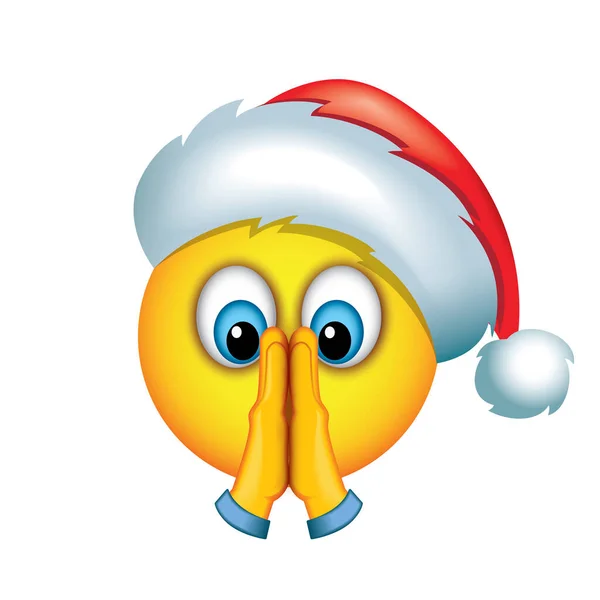 Ilustración Vectorial Rezar Emoji Santa Hat — Vector de stock