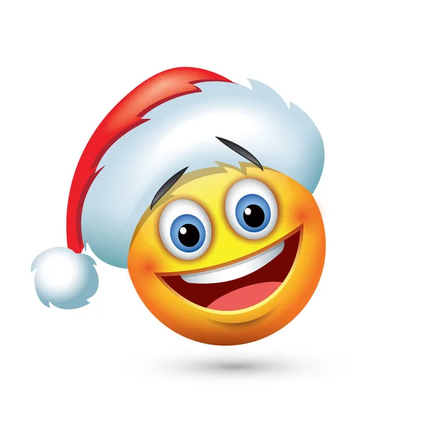 Ilustración Vectorial Emoji Sonriente Sombrero Santa — Vector de stock